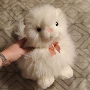 Vintage Playful Plush HANDBAG PERSIAN CAT Stuffed Animal White 1988